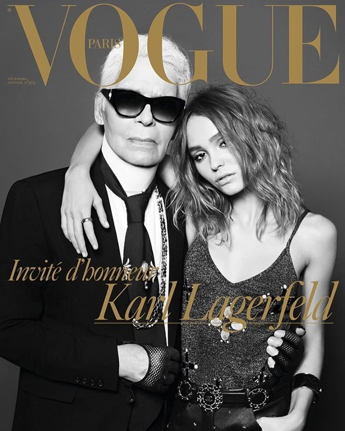 Карл Лагерфельд и Лили-Роуз Депп украсили обложку Vogue Paris