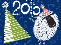 Смешная открытка к Новому году овцы 2015