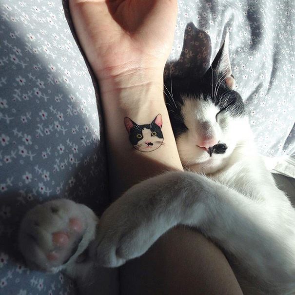 Нежные татушки для любителей котов
