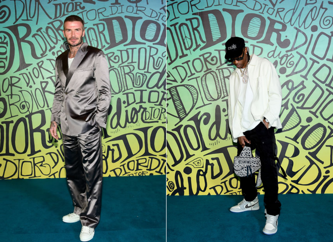 Трэвис Скотт и Дэвид Бекхэм в новых кроссовках Dior x Air Jordan 1