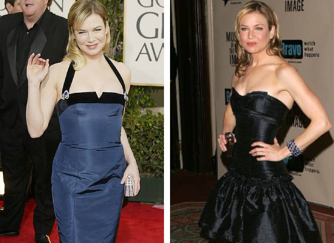 Рене Зеллвегер до и после похудения (2004, 2005)