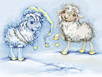 Детская открытка с овечками 2015