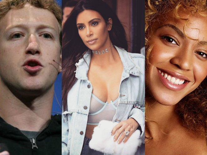 марк цукерберг, ким кардашьян, бейонсе