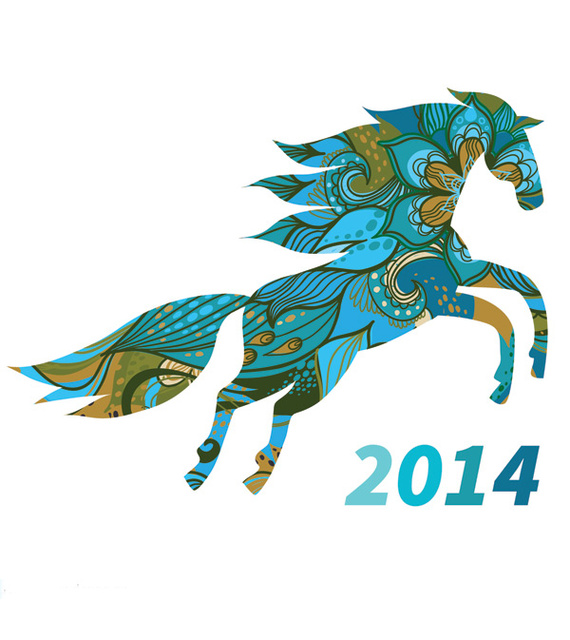 Открытки на Новый год лошади 2014