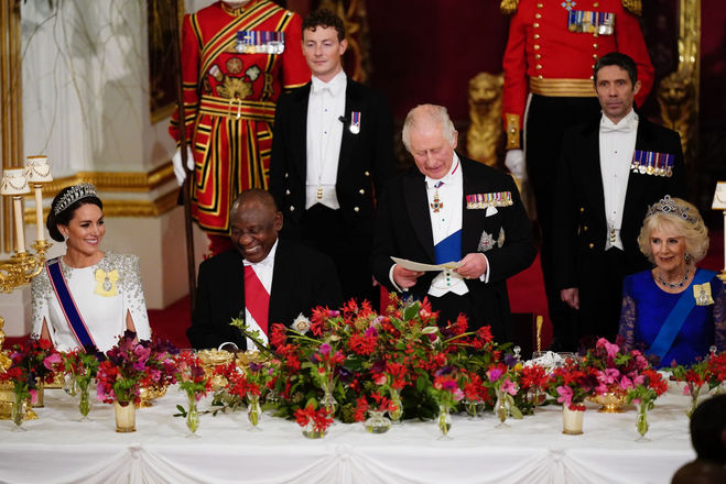 Принцесса Кейт, президент ЮАР Сирил Рамафоса, король Чарльз III и королева-консорт Камилла