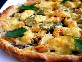 Слоеный пирог с картошкой, фаршем, сыром