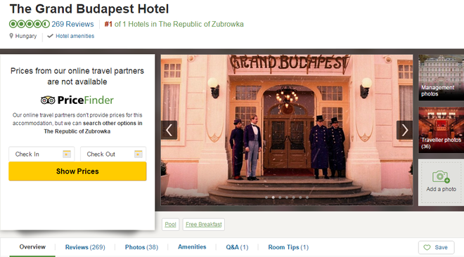 Готель "Гранд Будапешт" з'явився на TripAdvisor