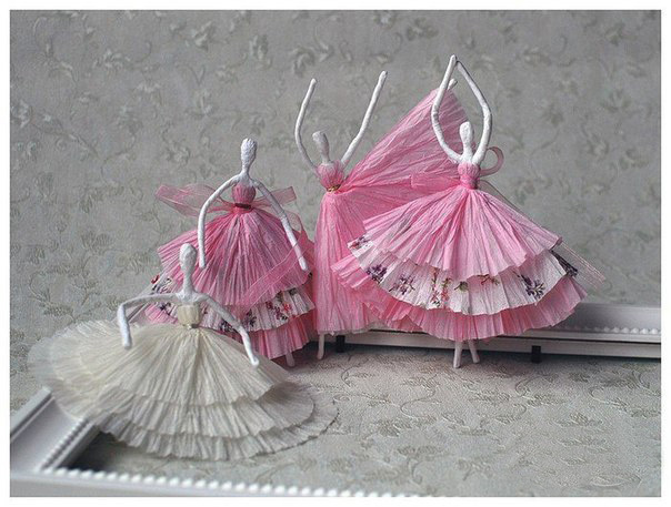 Милые балеринки из проволоки и салфеток