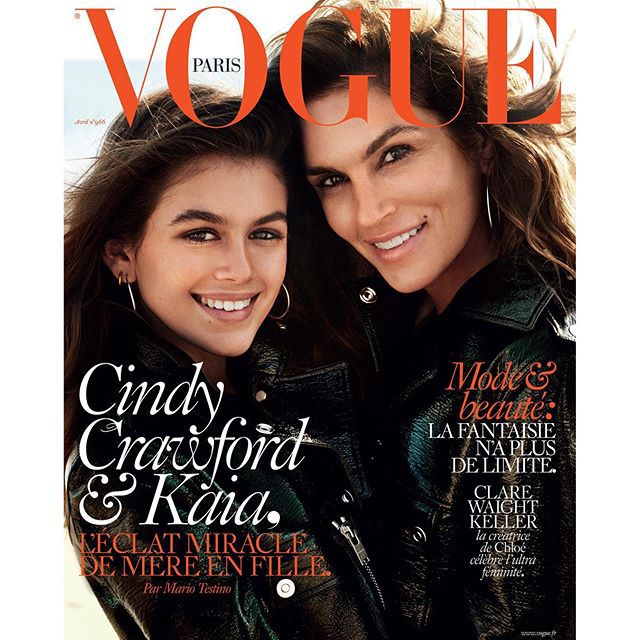 Кайя Гербер та Сінді Кроуфорд на обкладинці Vogue
