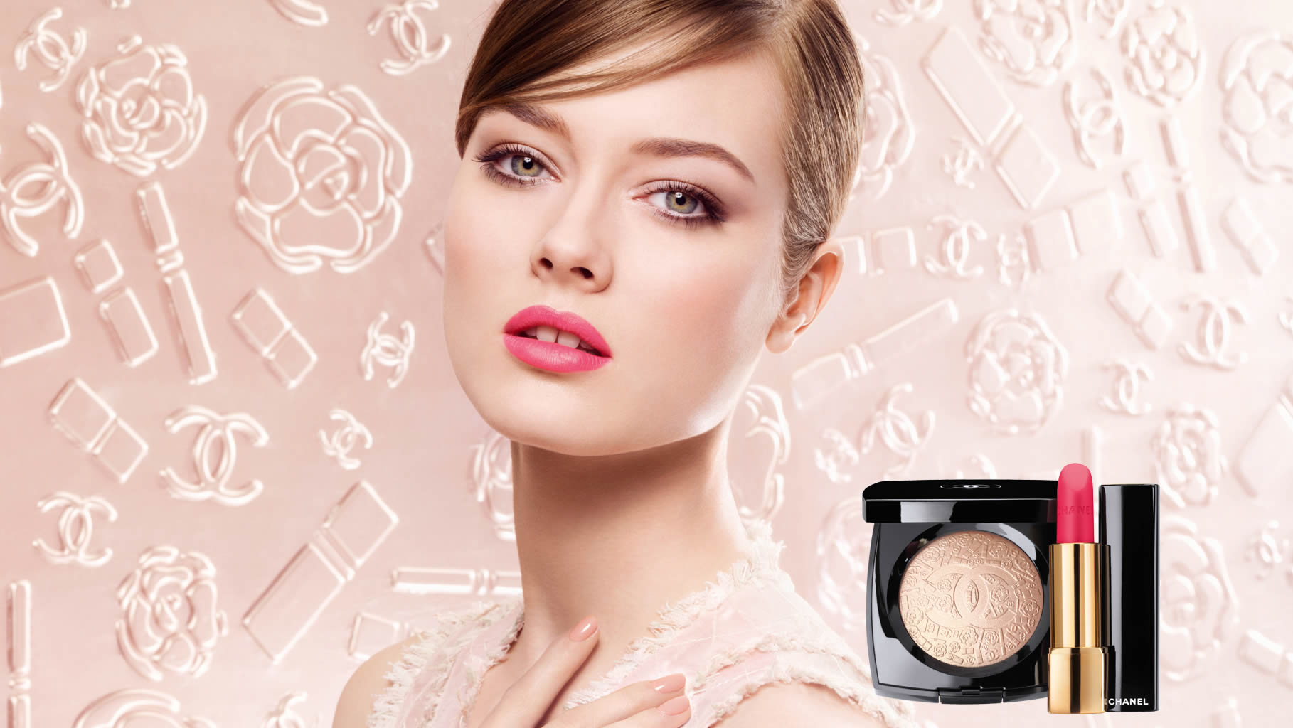 Make ads. Коко Шанель косметика. Chanel 2023 Makeup. Баннер косметика. Модель косметики.