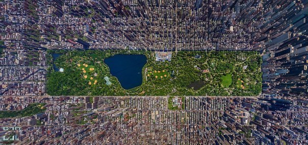 Кусочек зелени: Центральный парк, Нью-Йорк. Вид сверху